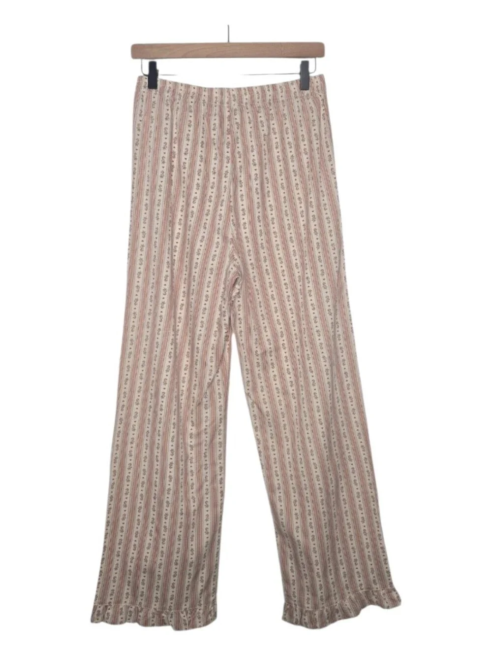 Rylee + Cru Youth Girls Candy Cane Stripe Wide Leg Ruffle Hem Pajama Pants 16
